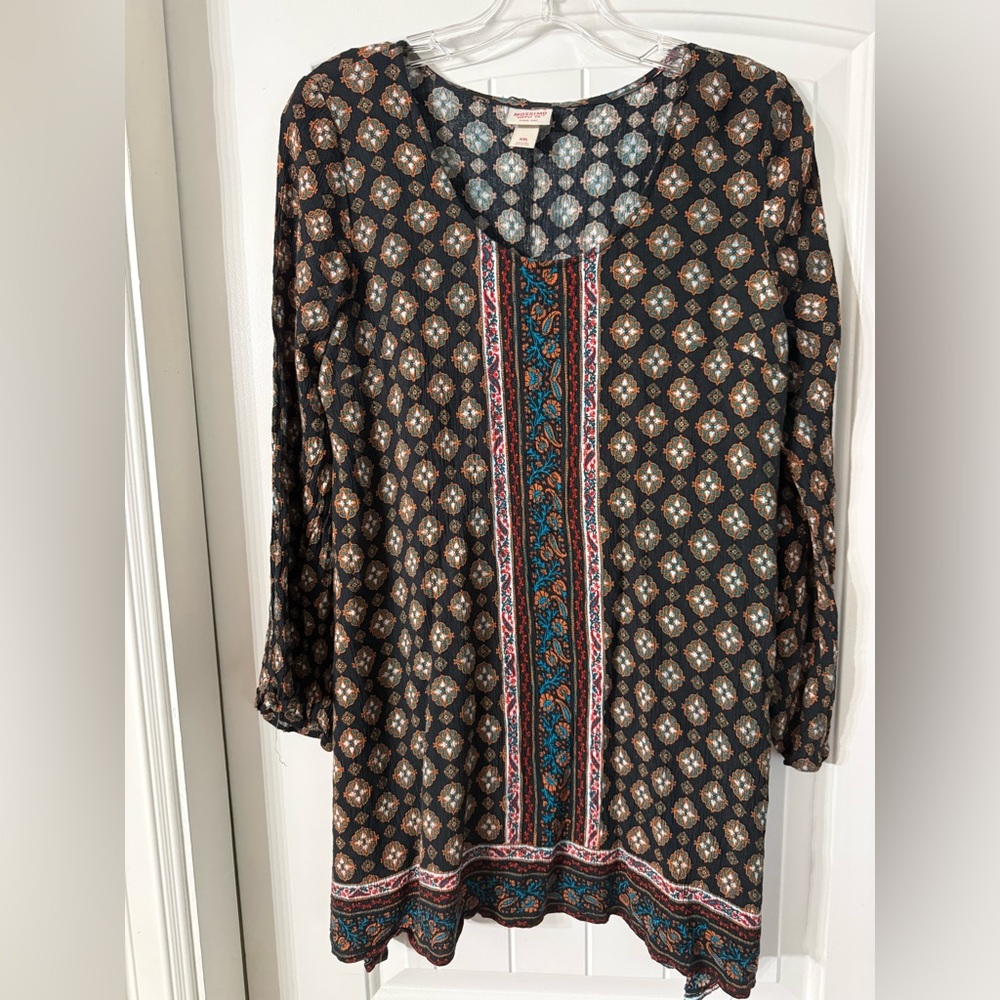 Mossimo Supply Co. Black and Brown Patterned Tunic